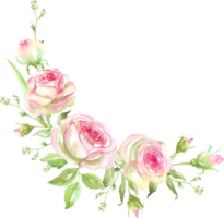 Roses frame. Watercolor clipart png