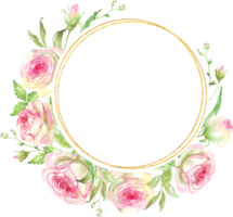 Roses frame. Watercolor clipart png