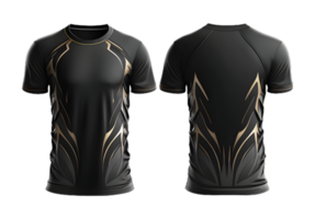 svart sport t-shirt med abstrakt mönster. tom t-shirt attrapp mall png