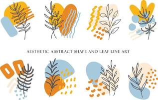 Aesthetic Abstract Shape with Floral Line Art vector