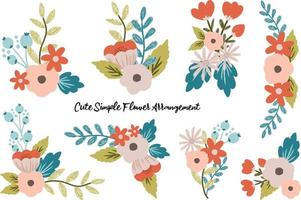 Cute Simple Retro Flower Illustration Arrangement vector