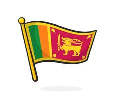 Cartoon illustration of flag of Sri Lanka on flagstaff vector
