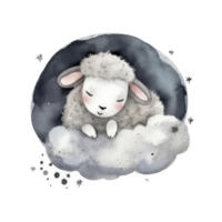 mignonne aquarelle nuit mouton. png