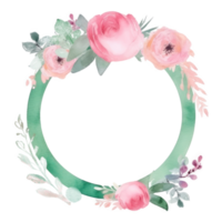 vert et rose aquarelle mariage Cadre. png