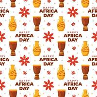 Happy Africa Day Seamless Pattern Design with Culture African Tribal Figures Decoration in Template Hand Drawn Cartoon Flat Illustration vector