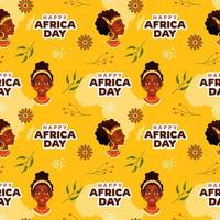 Happy Africa Day Seamless Pattern Design with Culture African Tribal Figures Decoration in Template Hand Drawn Cartoon Flat Illustration vector