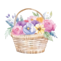 acuarela verano flores en cesta. png