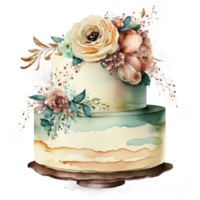 aquarelle mariage gâteau. png