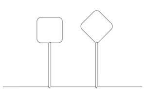 Single continuous line drawing template, set of road signs, Traffic signs on white background. Vector illustration.