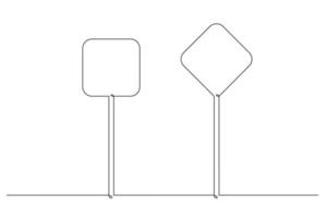 Single continuous line drawing template, set of road signs, Traffic signs on white background. Vector illustration.