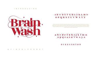 Brain wash abstract digital technology logo font alphabet. Minimal modern urban fonts for logo, brand etc. Typography typeface uppercase lowercase and number. vector illustration