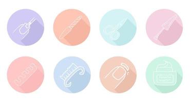 Manicure and pedicure icons. Simple vector set. Contains such sign as nail file, scissors, brush and more. Beautiful simple icons.