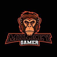 vector monkey with cap mascot logo esport template, badge, emblem, printing