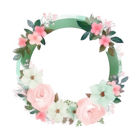 Green and Pink Watercolor Wedding Frame. png