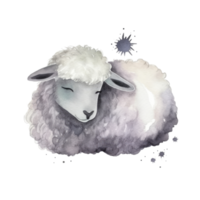 carino acquerello notte pecore. png