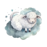 carino acquerello notte pecore. png