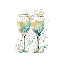 Watercolor Champagne Glasses. png