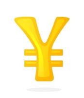 Golden sign of yen or yuan with two lines vector