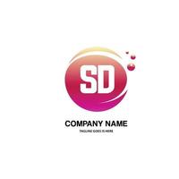 SD initial logo With Colorful Circle template vector