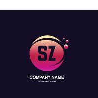 SZ initial logo With Colorful Circle template vector