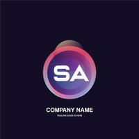 SA initial logo With Colorful Circle template vector