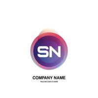 SN initial logo With Colorful Circle template vector