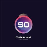 SO initial logo With Colorful Circle template vector