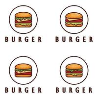 Burger logo illustration, restaurant emblem, cafe, burger and factory label, fast food, vector