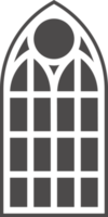 Church medieval window. Old gothic style architecture element. Glyph illustration png