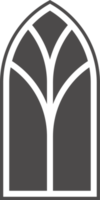 kerk middeleeuws venster. oud gotisch stijl architectuur element. glyph illustratie png