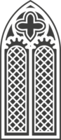 Church medieval window. Old gothic style architecture element. Glyph illustration png