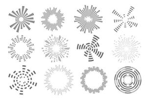 Abstract circular equalizer. Round audio eq soundwaves. Graphic abstract frame. Vector set