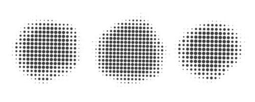 Half tone dotted circles. Vector round shape with grunge texture. Abstract gradient elements isolated on white background