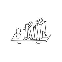 Hand drawn vector illustration bookshelf.