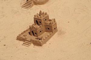 original sand structures on the beach on a beautiful warm sunny day by the ocean photo