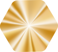 golden Hexagon Aufkleber. Metall Abzeichen zum Gewinner vergeben und Diplom. Etikette zum Garantie Zertifikat und Qualität Symbol png