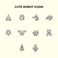 Modern Cute Robot Icon set vector