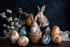 Happy Easter Holiday Cute Rabbit Animal Digital Funny Illustration photo