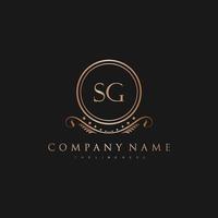 SG Letter Initial with Royal Luxury Logo Template vector