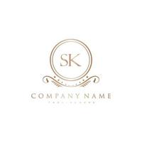 SK Letter Initial with Royal Luxury Logo Template vector