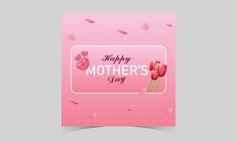 happy mother's day social media post template. mother's day social media banner. mom day greeting card. happy mother's day sign with heart and flowers. flying pink paper hearts. mom day background. vector