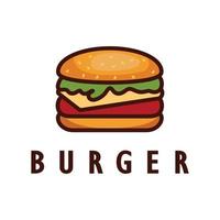 hamburguesa logo ilustración, restaurante emblema, cafetería, hamburguesa y fábrica etiqueta, rápido alimento, vector