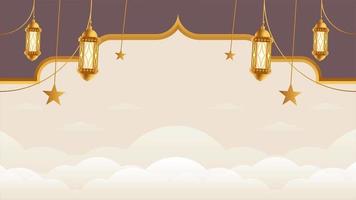 Simple Islamic background with seamless swinging lantern and stars ornament video