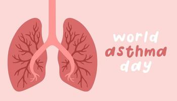 World Asthma Day awareness poster with healthy lungs. Vector illustration EPS10