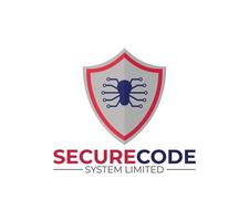 Secure Code logo with data security, system security, digital security and technology concept. On white background, Vector illustration.