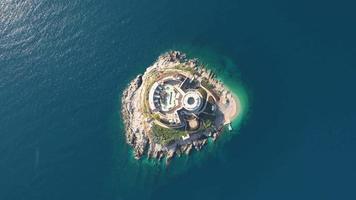 Aerial view of round fortress Mamula on the island. Montenegro video