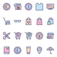 Filled color outline icons for Shopping and ecommerce. vector