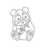 Panda Character Black and White Vector Illustration Coloring Book for Kids