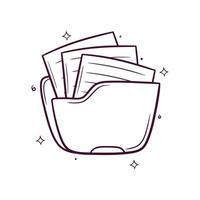 folder document with paper. hand drawn vector illustration