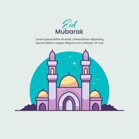 Happy eid mubarak flat illustration. Muslim celebration day. vector